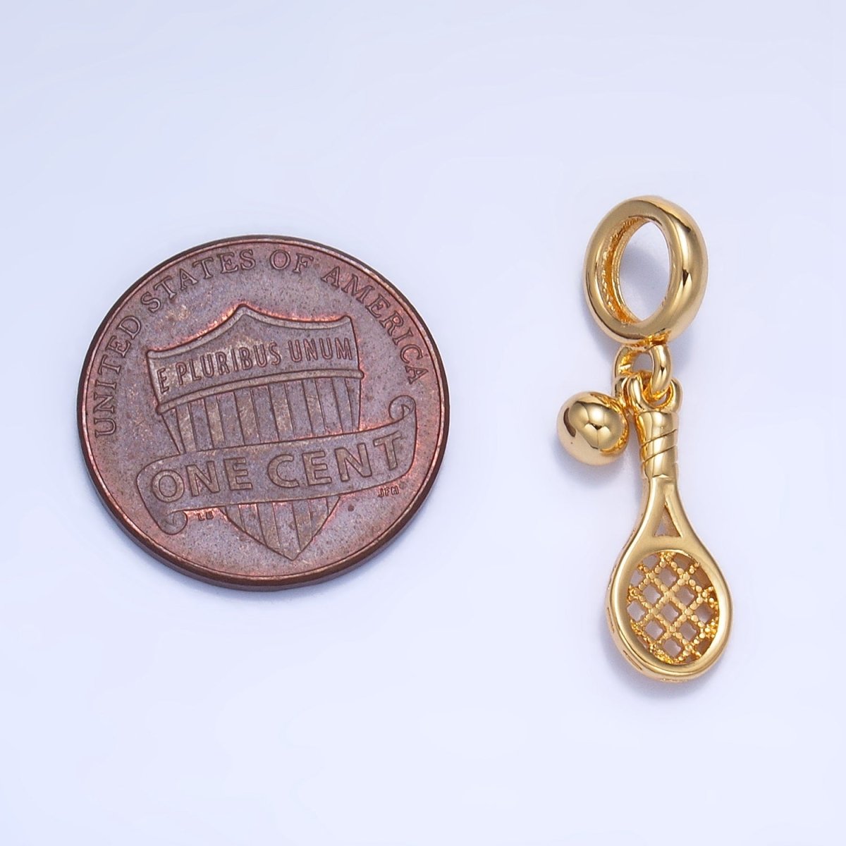 24K Gold Filled Ball Racket Sports Rhondelle Drop Charm | AG825