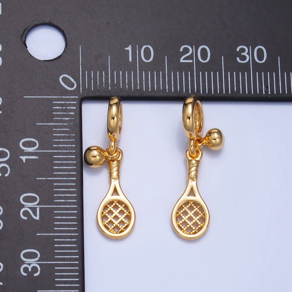 24K Gold Filled Ball Racket Sports Rhondelle Drop Charm | AG825