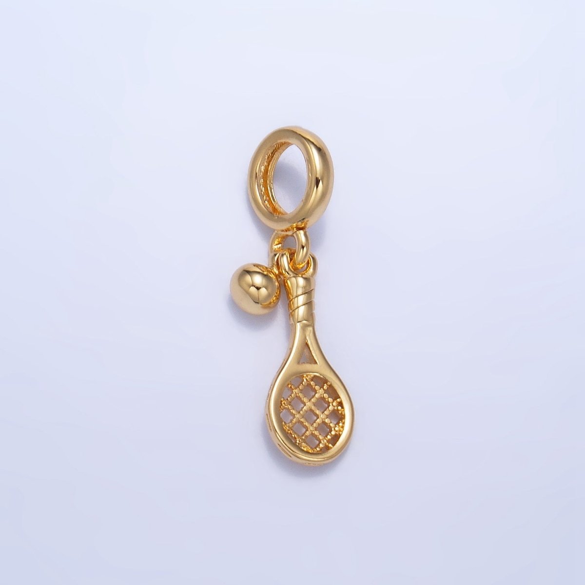 24K Gold Filled Ball Racket Sports Rhondelle Drop Charm | AG825