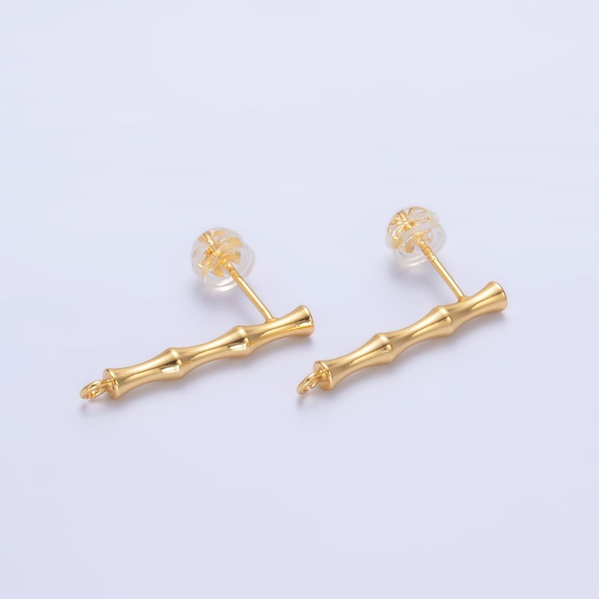24K Gold Filled Bamboo Linear Open Loop Drop Stud Earrings Findings | Z1010