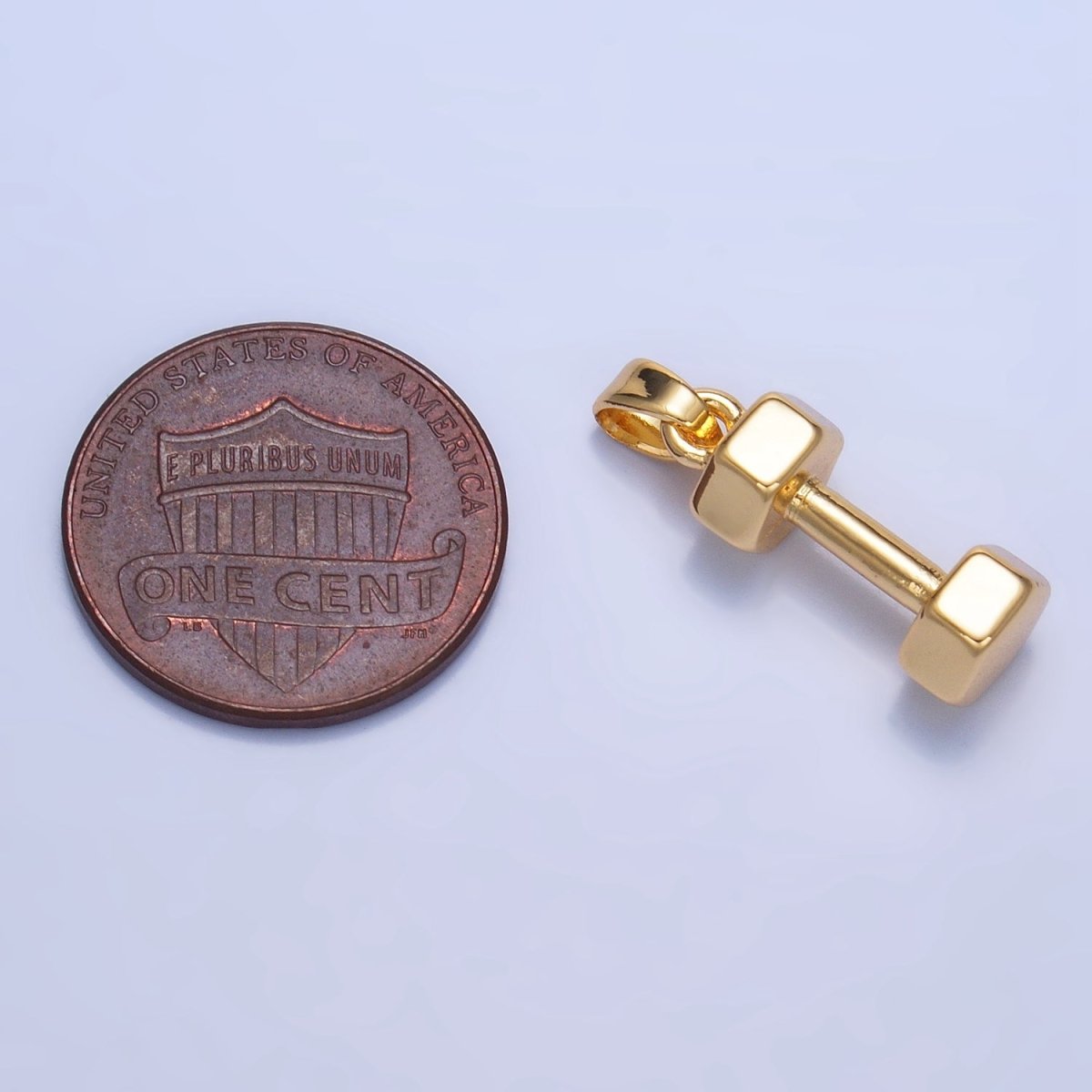 24K Gold Filled Barbell Dumbbell Lifting Fitness Sports Pendant | AA1011