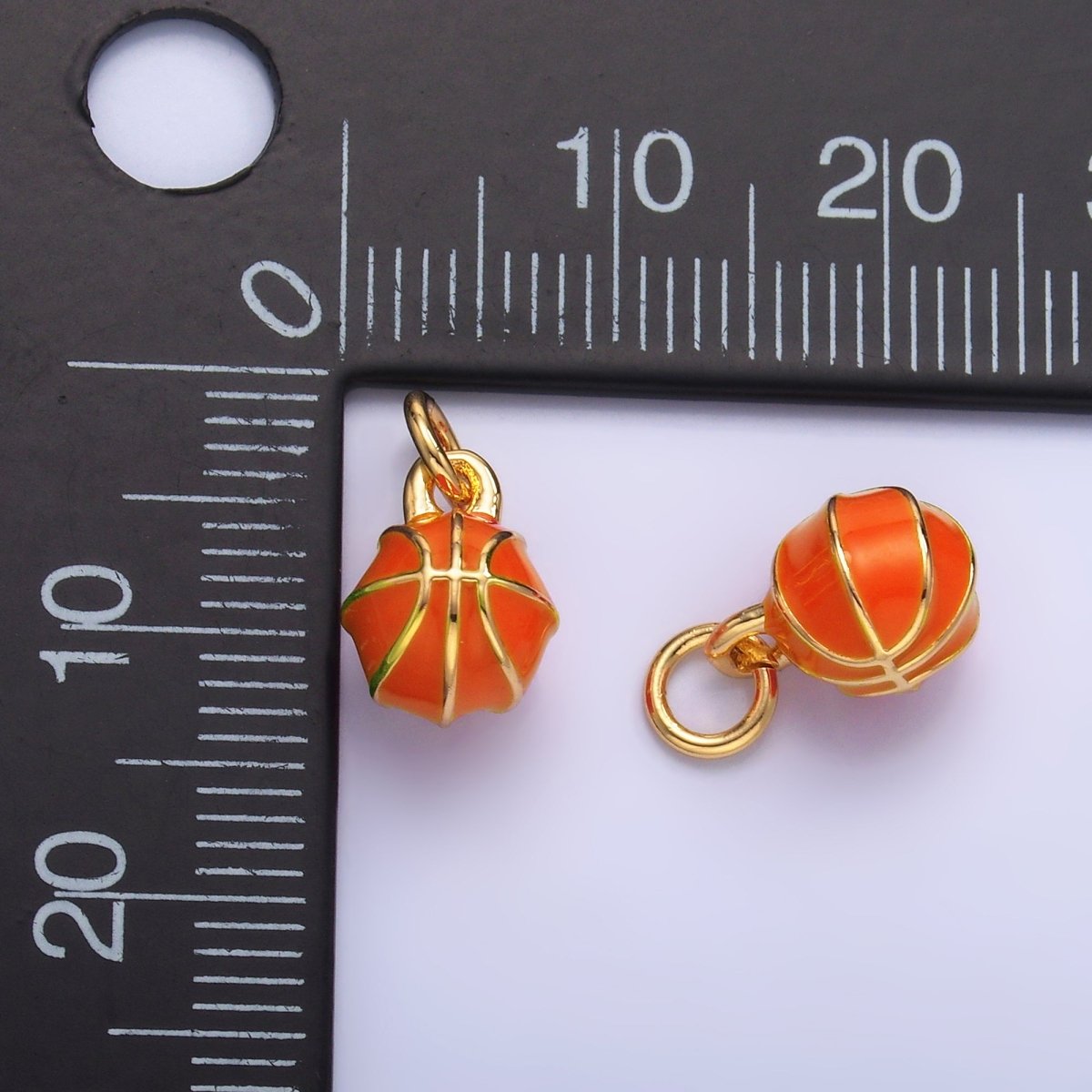 24K Gold Filled Basket Ball Sports 3D Multidimensional Charm | W435