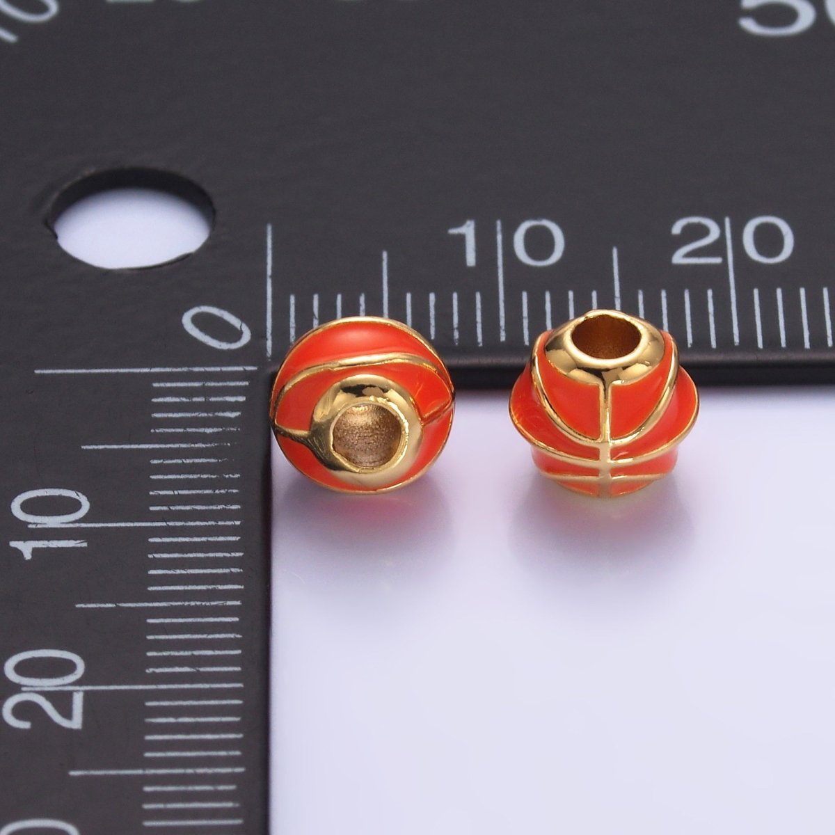24K Gold Filled Basketball Sports Enamel Bead | B185