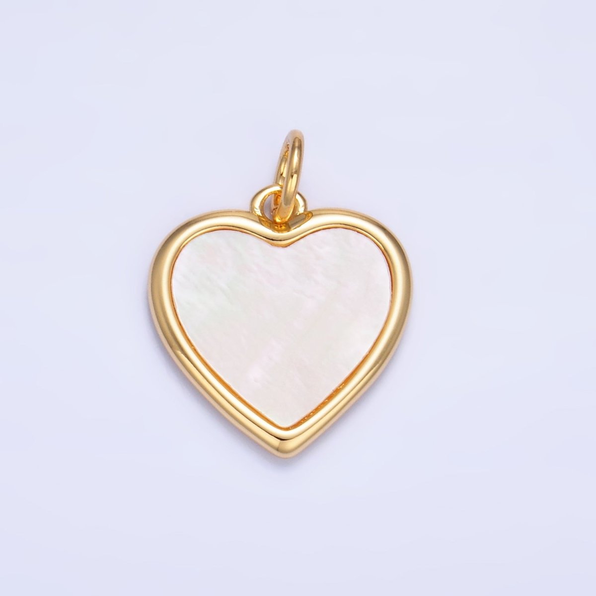 24K Gold Filled Bezel Shell Pearl Heart Charm | W430