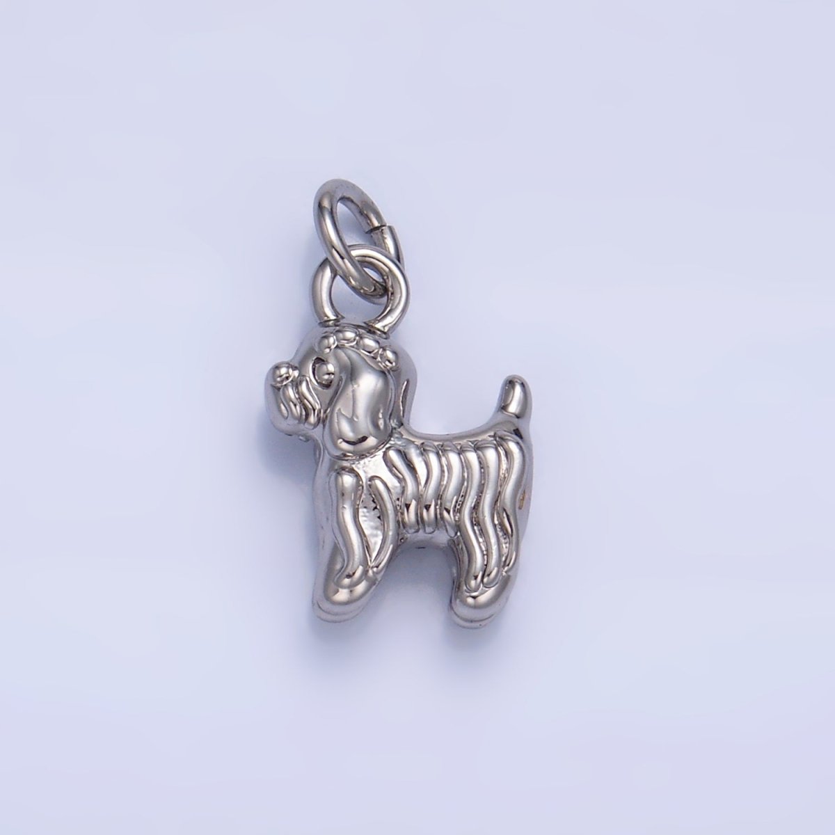 24K Gold Filled 14mm Bichon Frise Labradoodle Pet Dog Multidimensional 3D Charm in Gold & Silver | W239