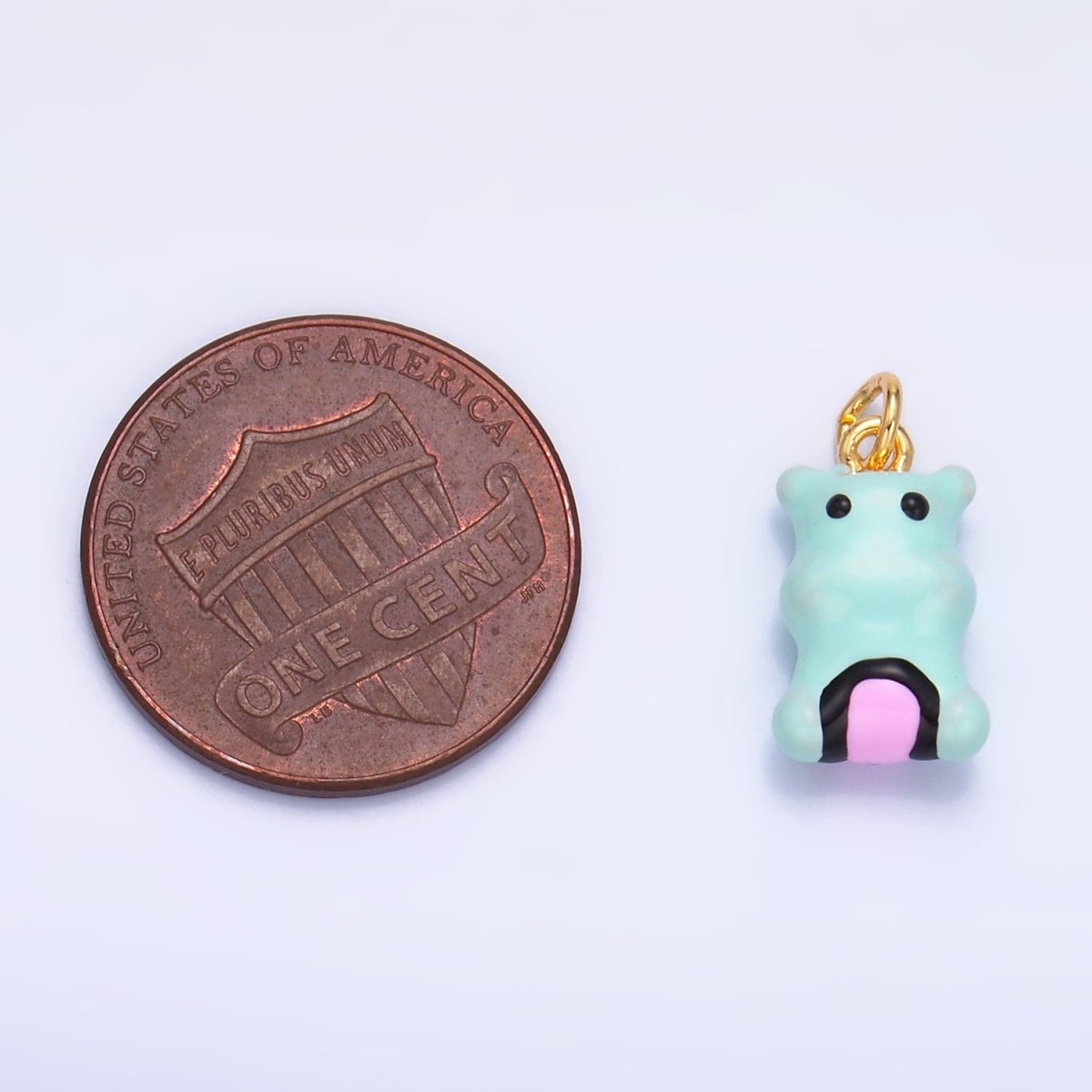 24K Gold Filled Blue Rotund Hippopotamus Multidimensional 3D Animal Charm | W259