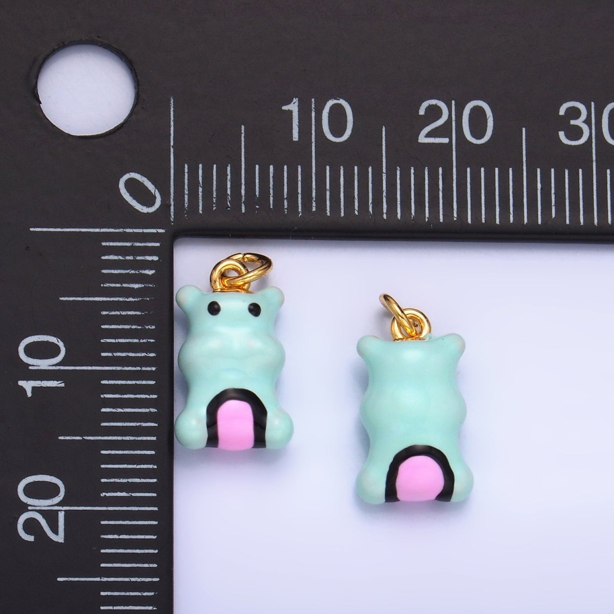 24K Gold Filled Blue Rotund Hippopotamus Multidimensional 3D Animal Charm | W259