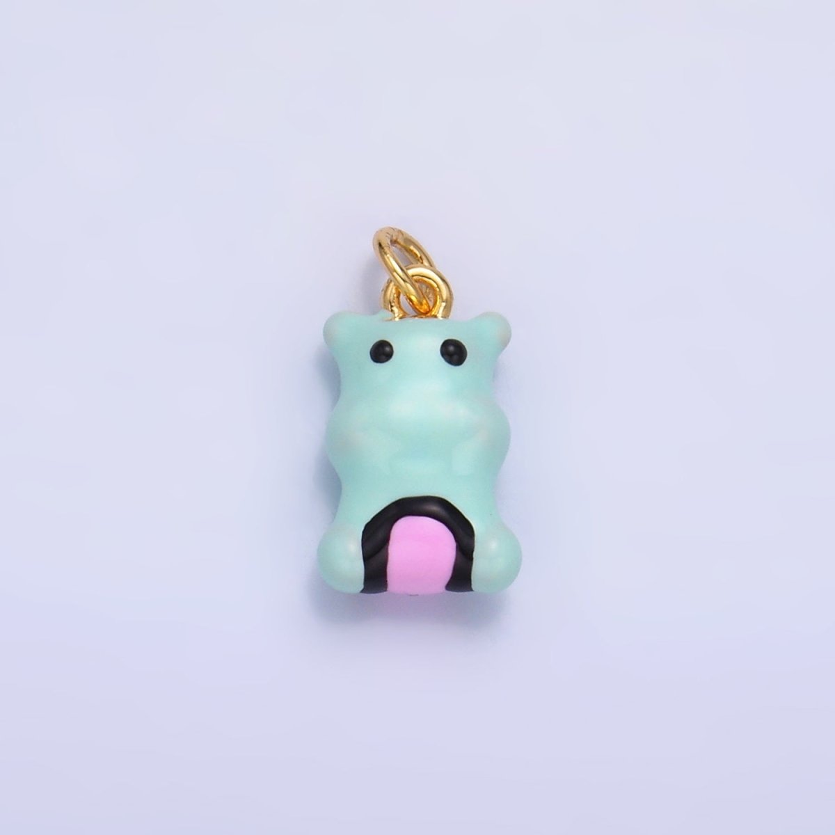 24K Gold Filled Blue Rotund Hippopotamus Multidimensional 3D Animal Charm | W259