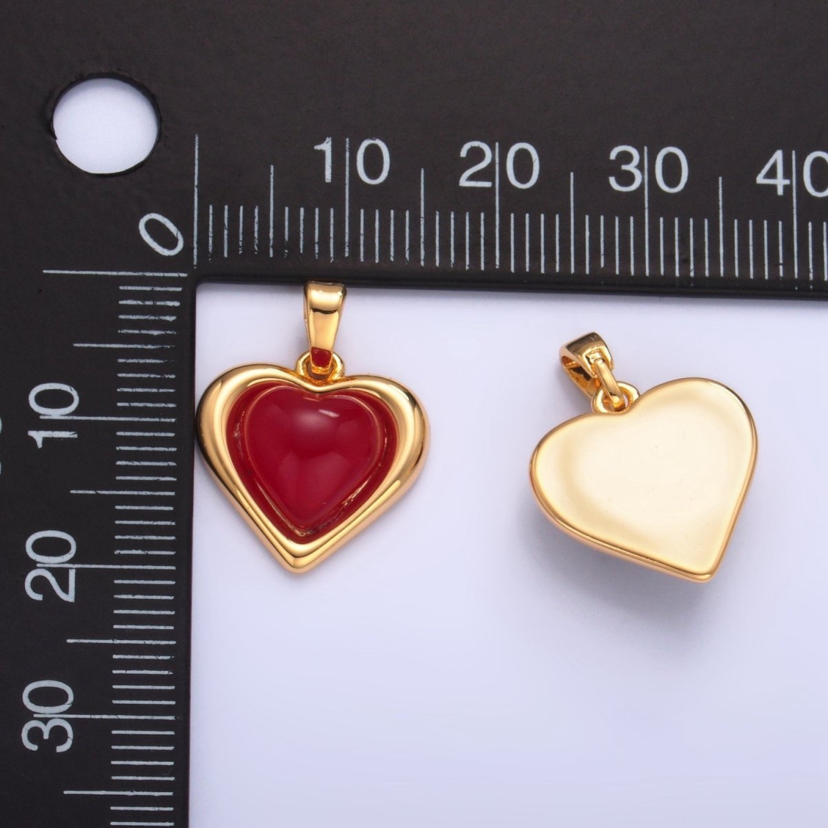 24K Gold Filled Carnelian, Onyx Gemstone Heart Pendant | AA1012