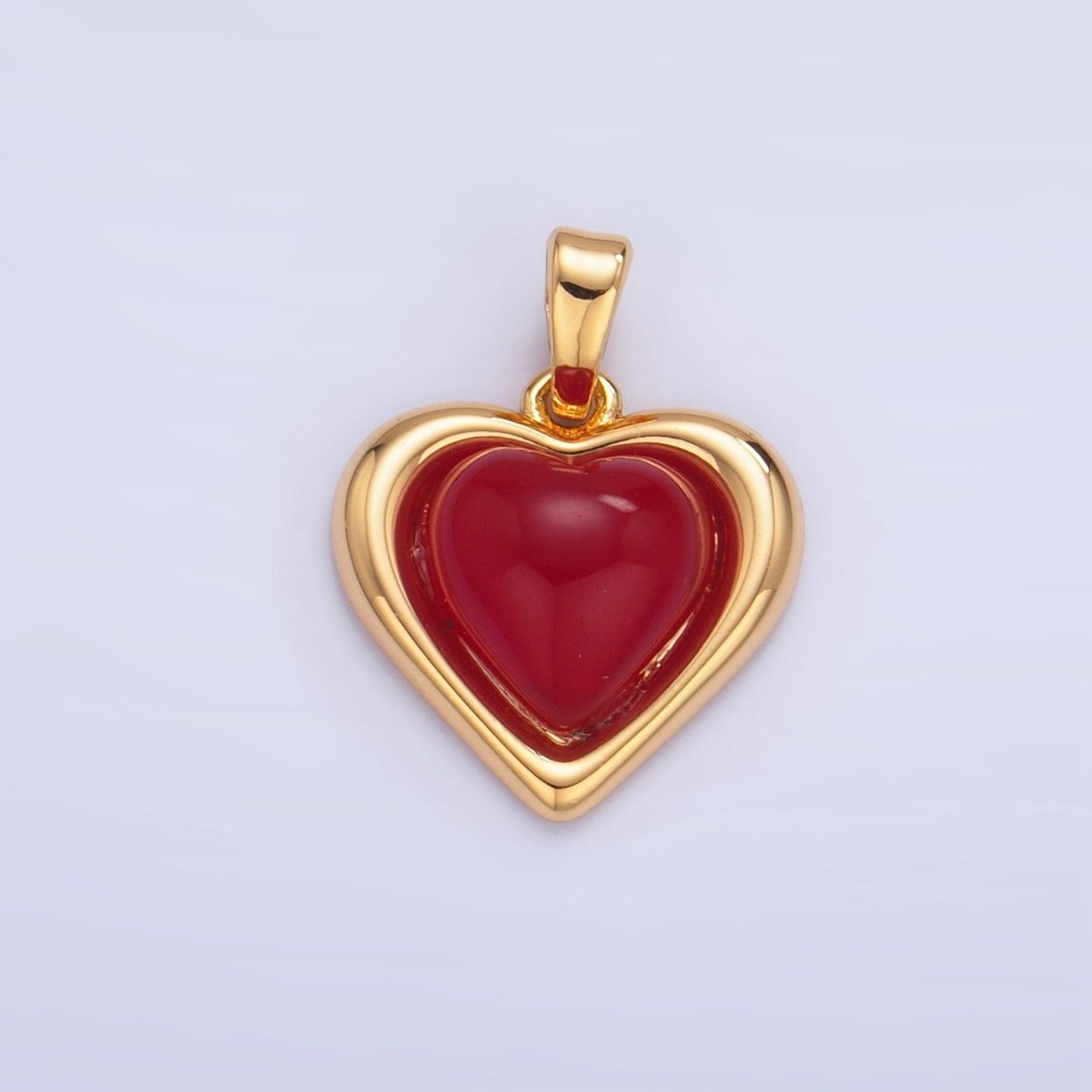 24K Gold Filled Carnelian, Onyx Gemstone Heart Pendant | AA1012