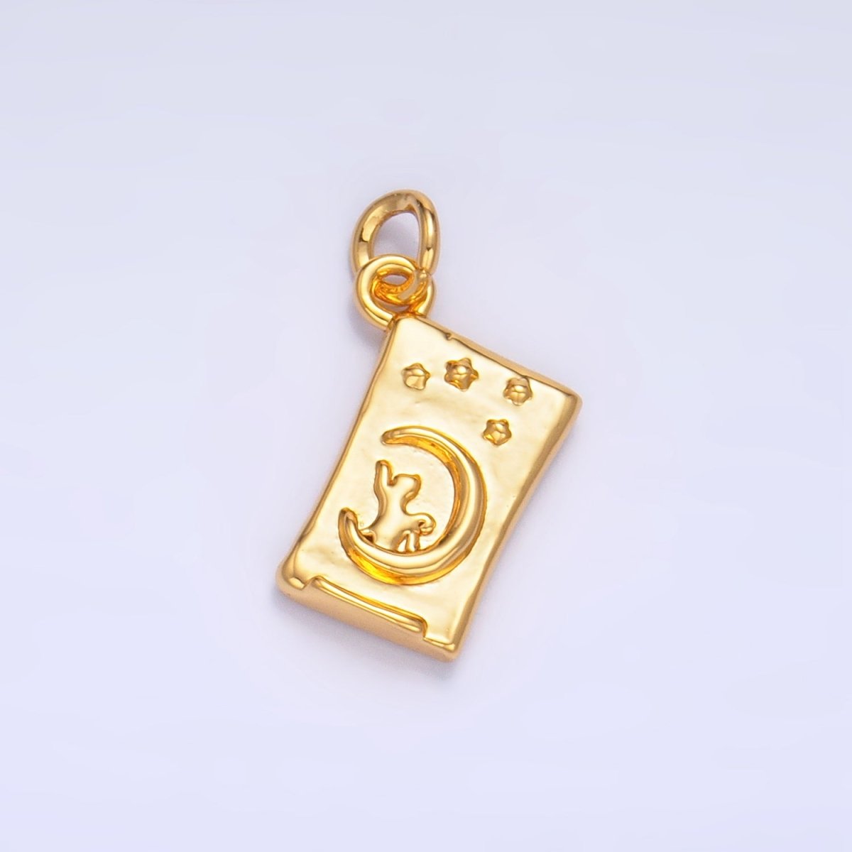 24K Gold Filled Cat Kitten Pet Under Celestial Starry Night Charm | W043