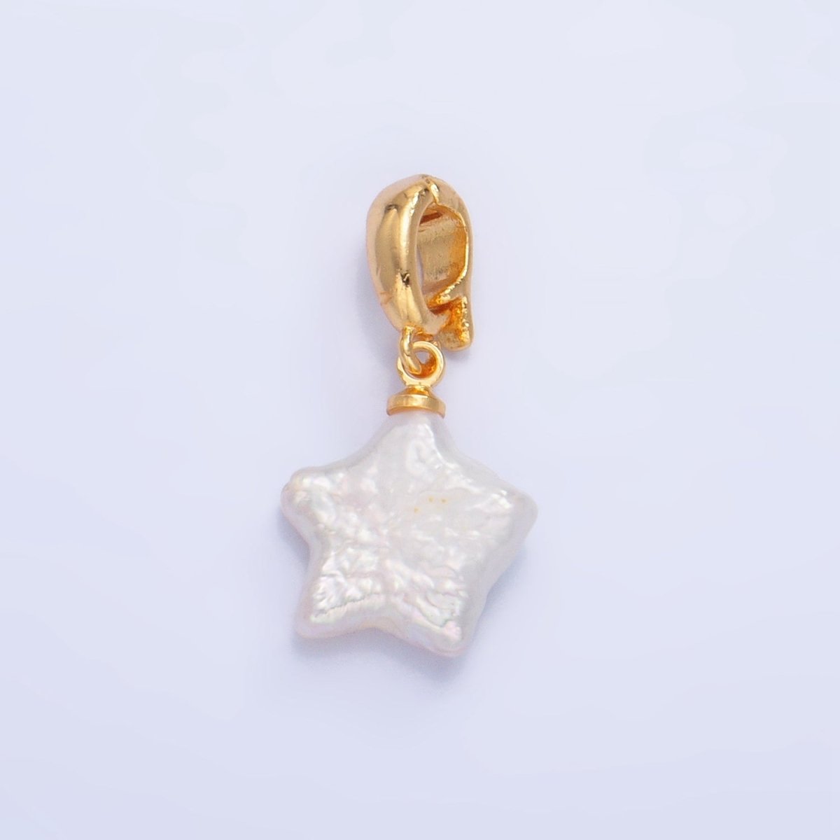 24K Gold Filled Celestial Star Freshwater Pearl Snap Latch Pendant | P1919