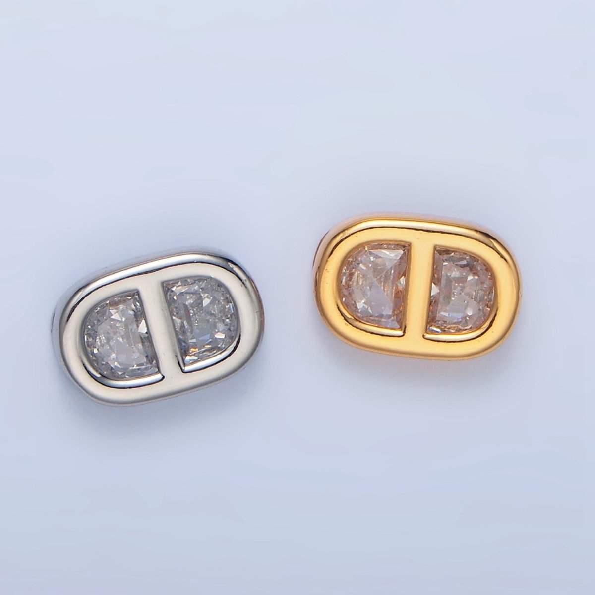 24K Gold Filled Clear CZ Anchor Mariner Mini Connector in Gold & Silver | F524