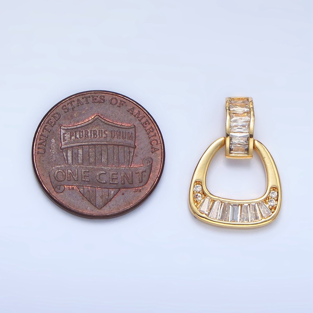 24K Gold Filled Clear CZ Baguette Geometric Bail Pendant | AA1008