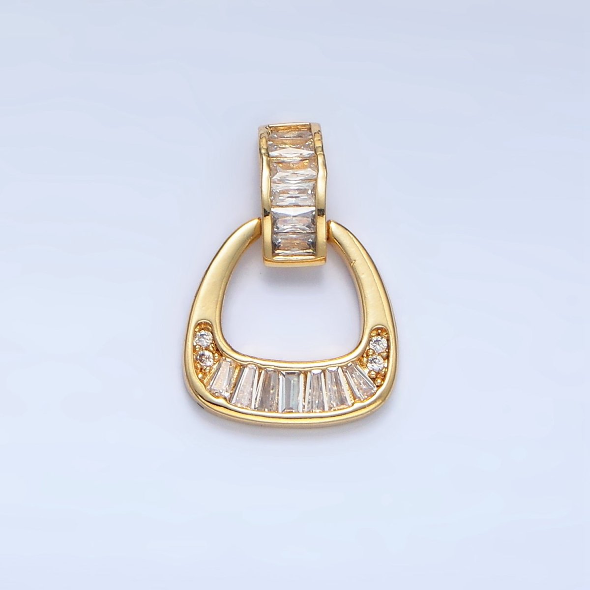 24K Gold Filled Clear CZ Baguette Geometric Bail Pendant | AA1008