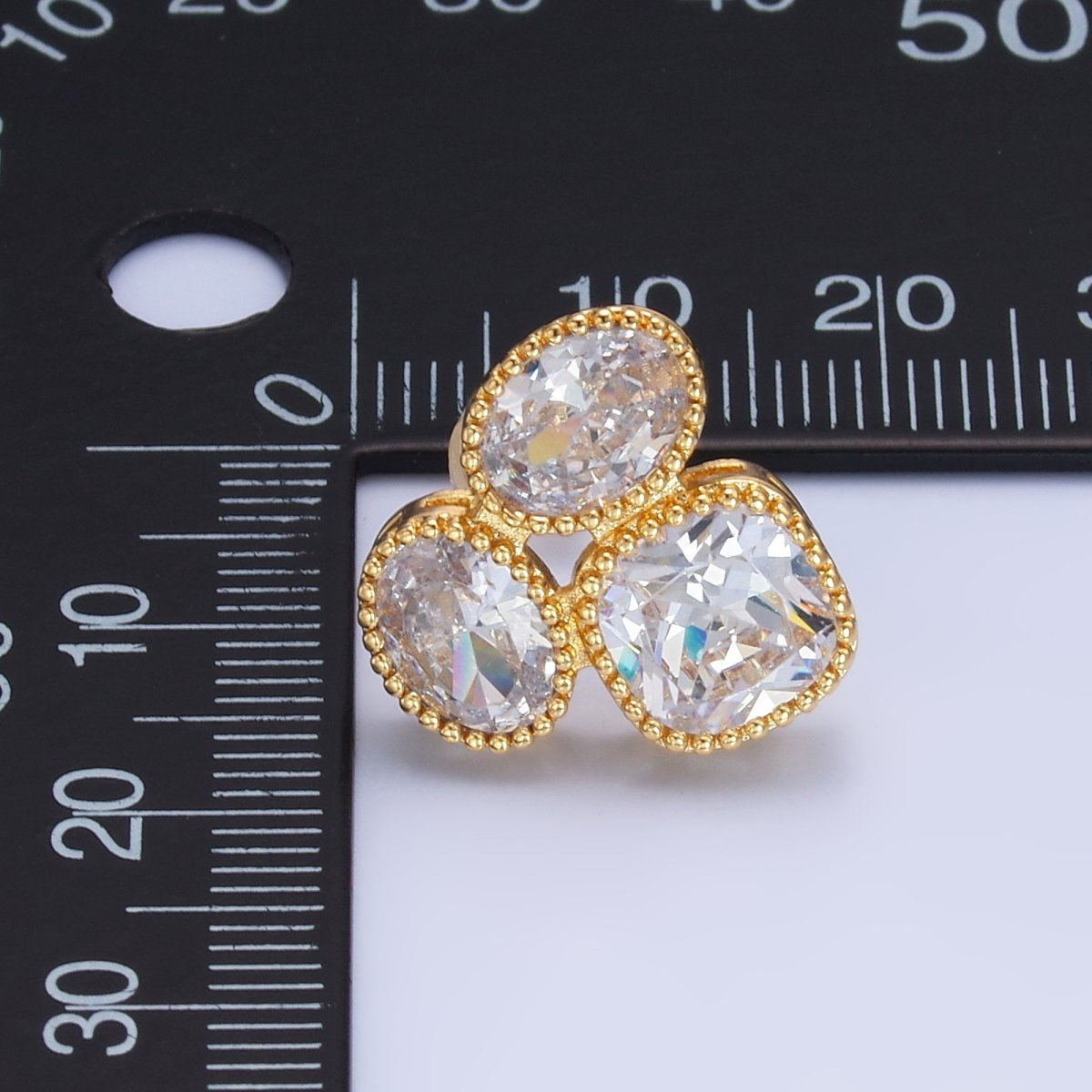 24K Gold Filled Clear CZ Geometric Stud Earrings | AB1422