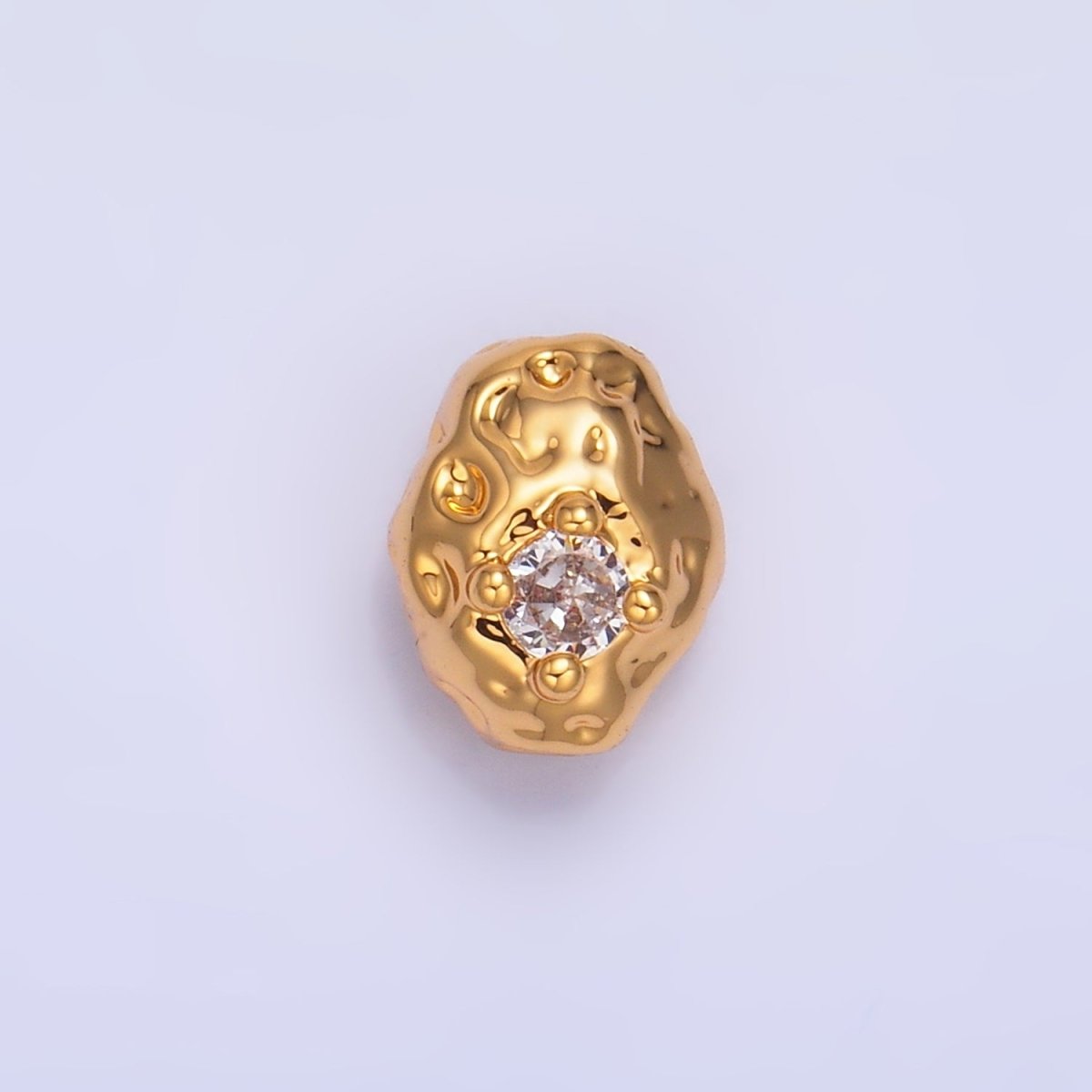 24K Gold Filled Clear CZ Hammered Abstract Bead | B180
