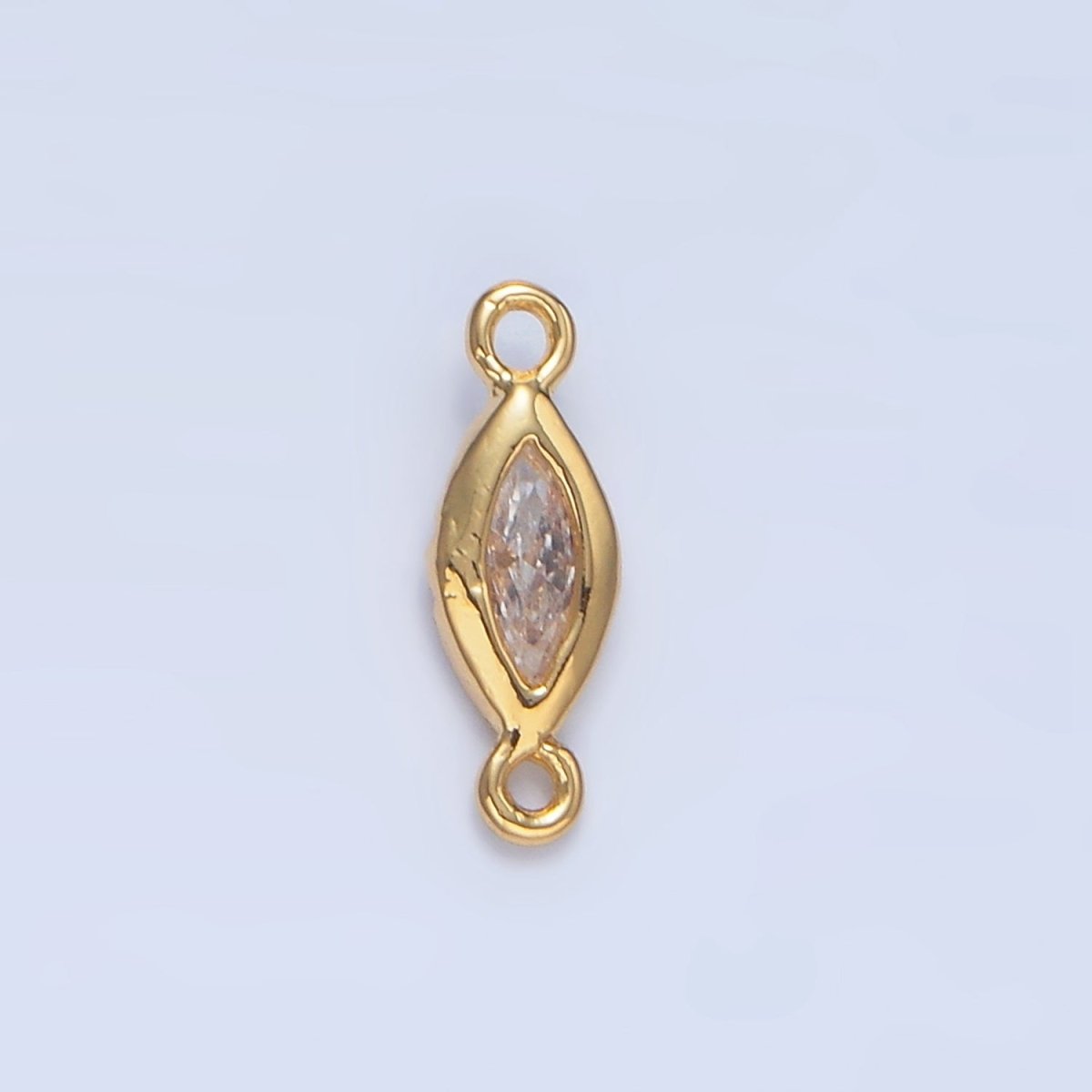 24K Gold Filled Clear CZ Marquise Bezel Connector | F667