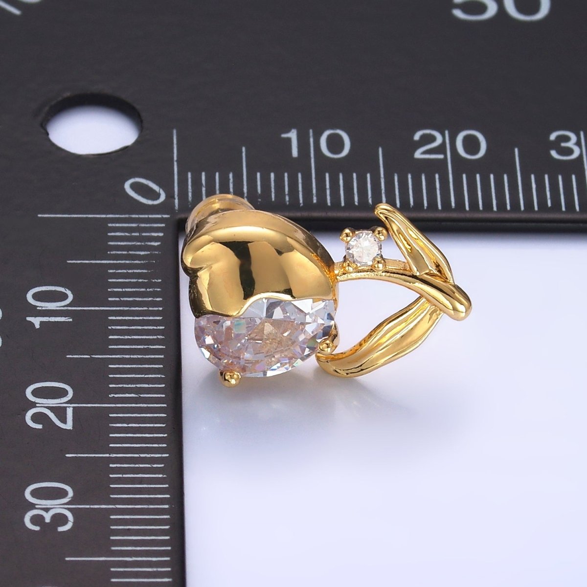 24K Gold Filled Clear CZ Tulip Flower Stud Earrings | AB793