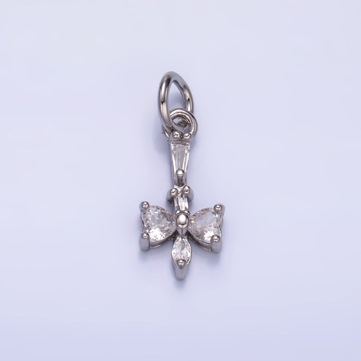 24K Gold Filled Clear, Multicolor CZ Baguette Geometric Charm in Gold & Silver | W817 W818