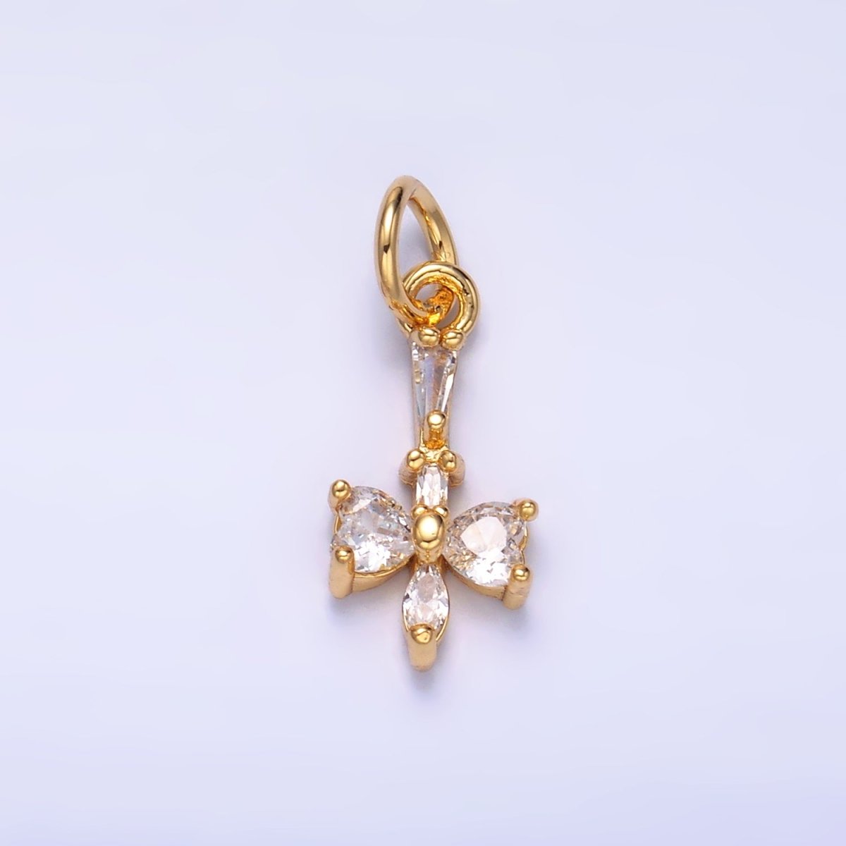 24K Gold Filled Clear, Multicolor CZ Baguette Geometric Charm in Gold & Silver | W817 W818