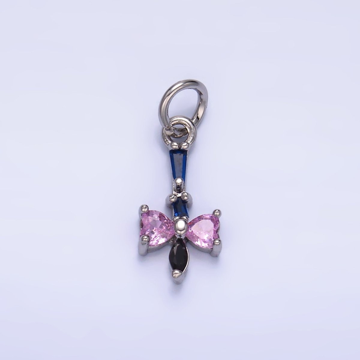 24K Gold Filled Clear, Multicolor CZ Baguette Geometric Charm in Gold & Silver | W817 W818
