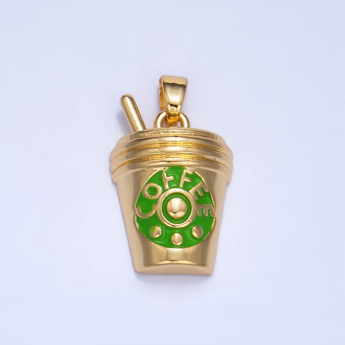 24K Gold Filled Coffee Drink Enamel Pendant | AA1010