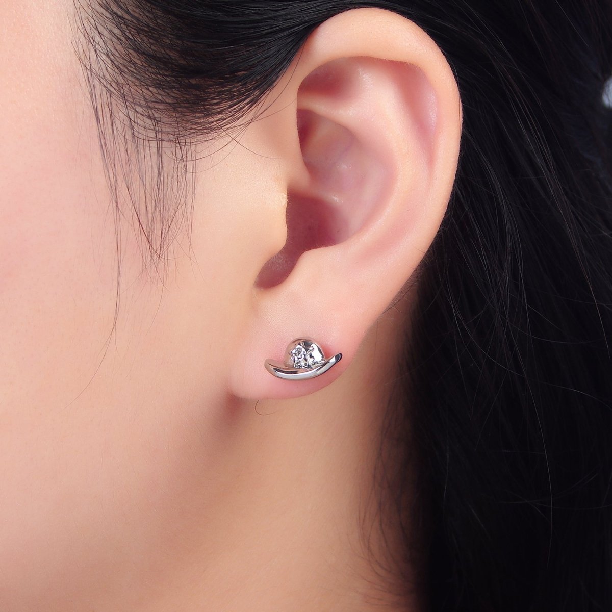 24K Gold Filled Cowboy Hat Boots CZ Stud Earrings Set in Gold & Silver | P415