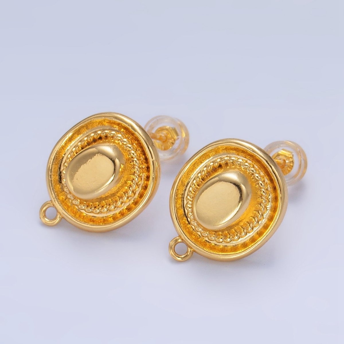24K Gold Filled Cowboy Hat Multidimensional 3D Open Loop Drop Stud Earrings Findings | Z999