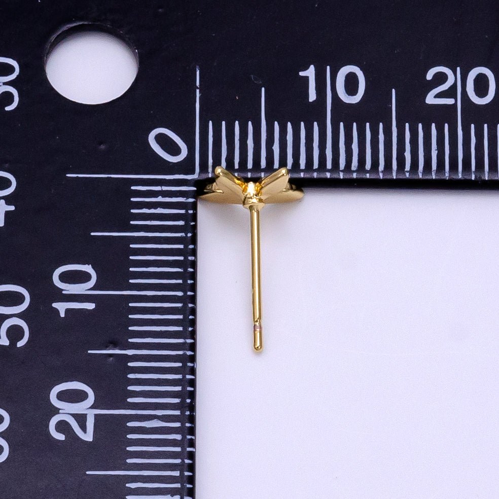 24K Gold Filled CZ Artisan Butterfly Insect Stud Earrings