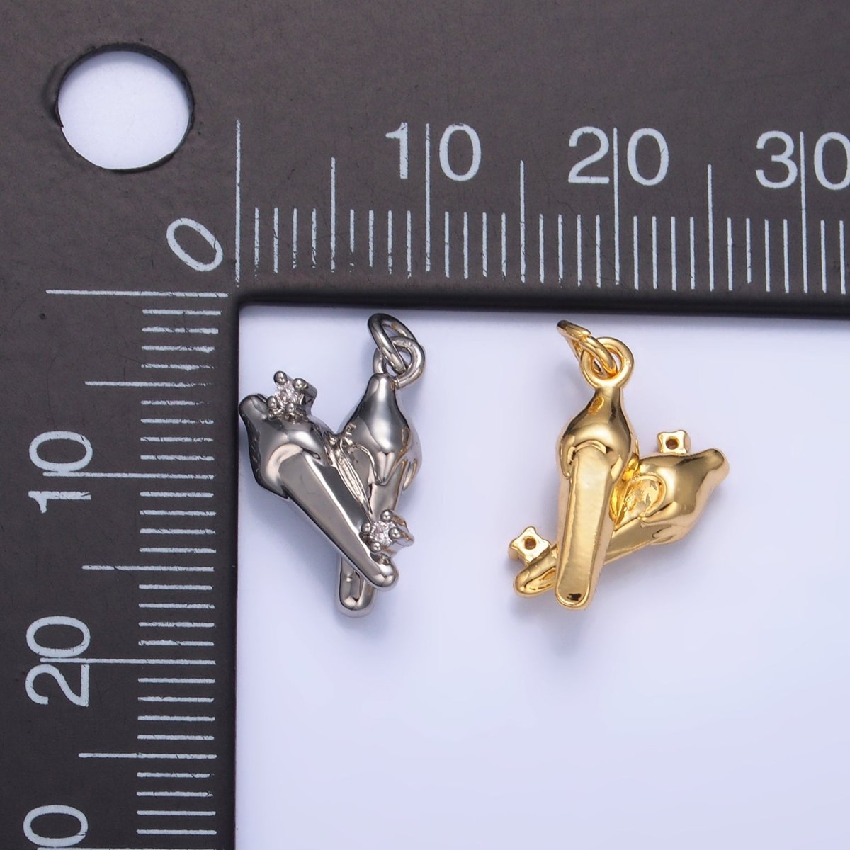 24K Gold Filled CZ Chili Pepper Multidimensional 3D Charm in Gold & Silver | W795