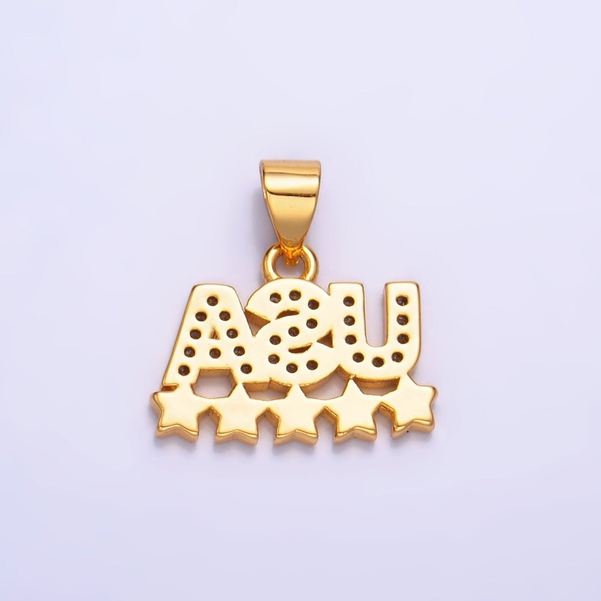 24K Gold Filled CZ Enamel Stars USA Patriotic 4th of July Pendant | AA-1068