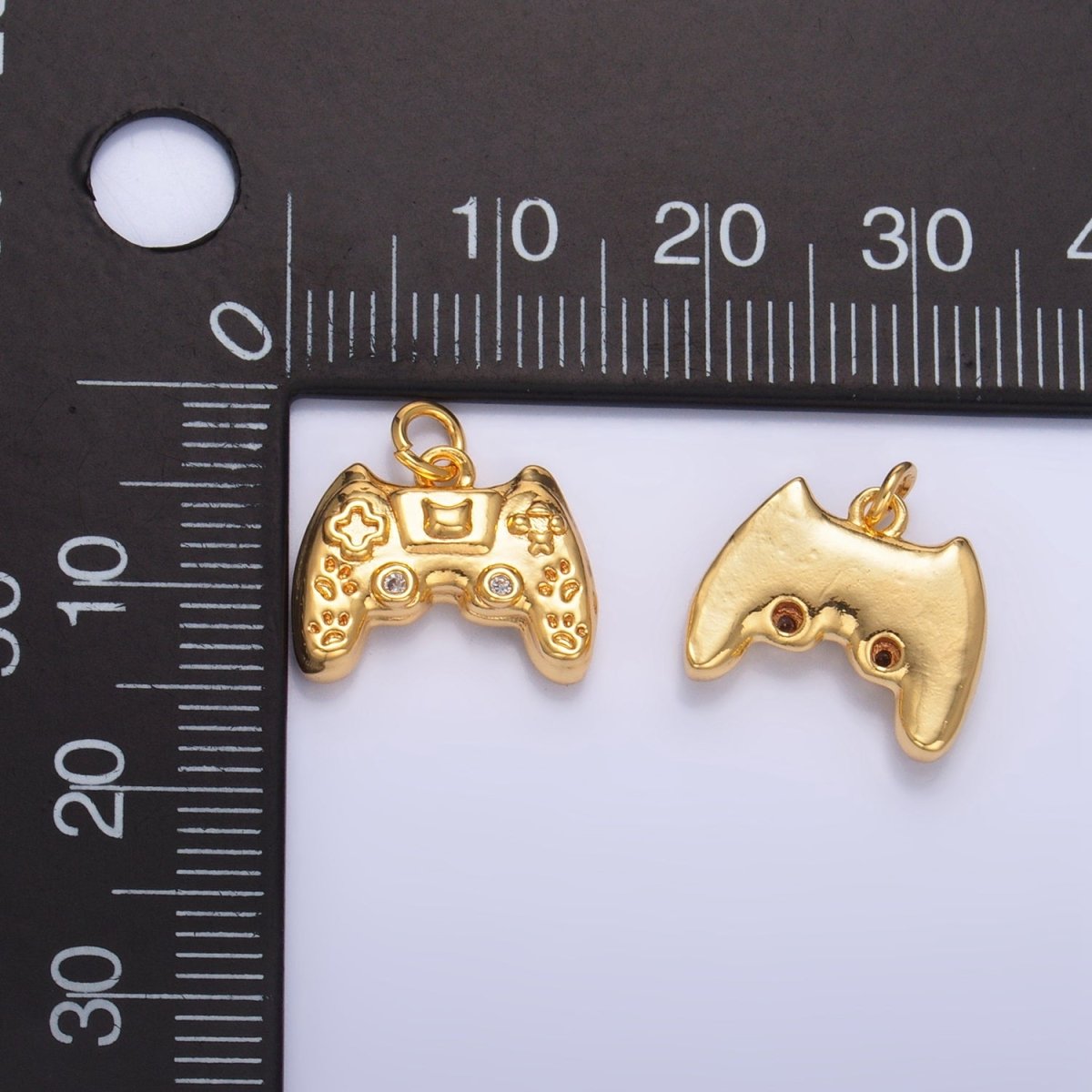 24K Gold Filled CZ Game Console Multidimensional 3D Charm | W041