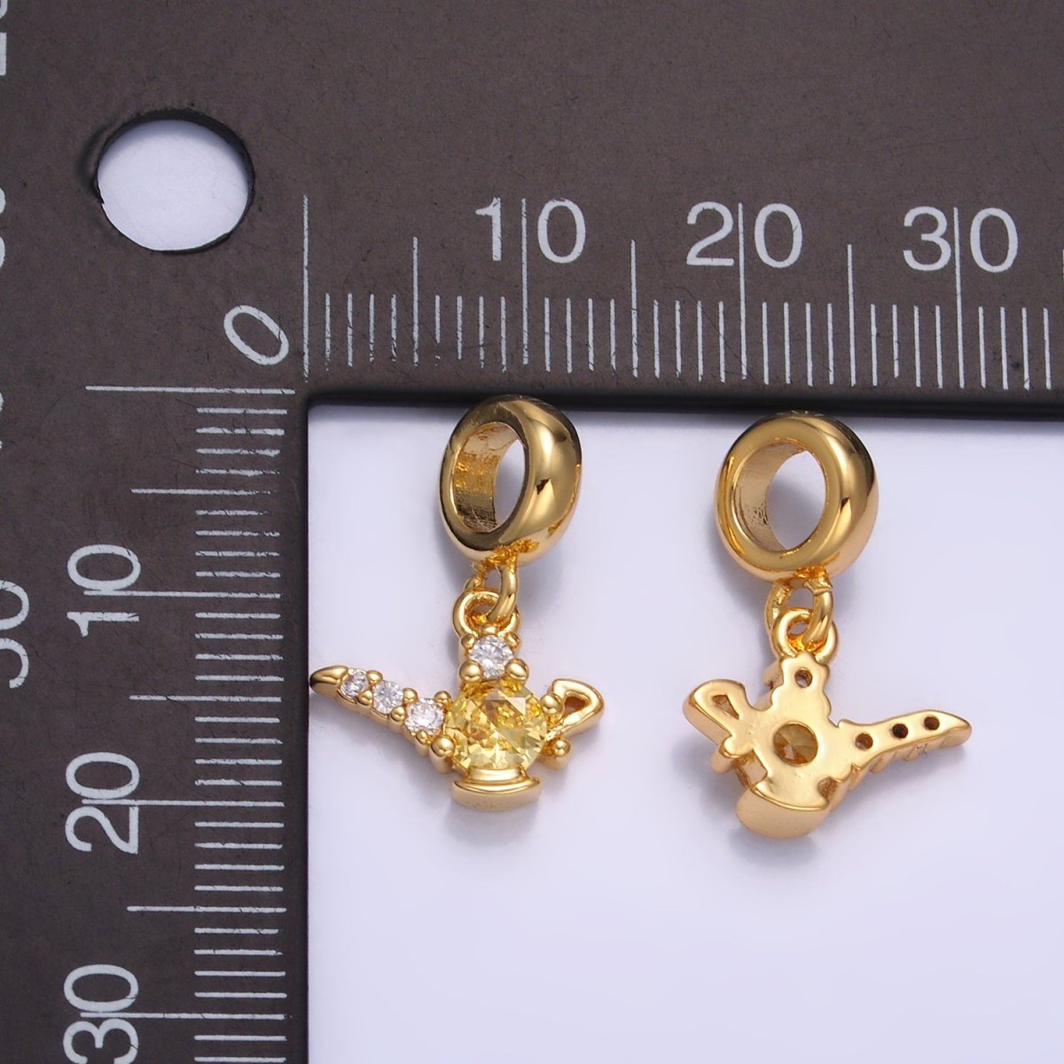 24K Gold Filled CZ Genie Bottle Lamp Rhondelle Drop Pendant | W408