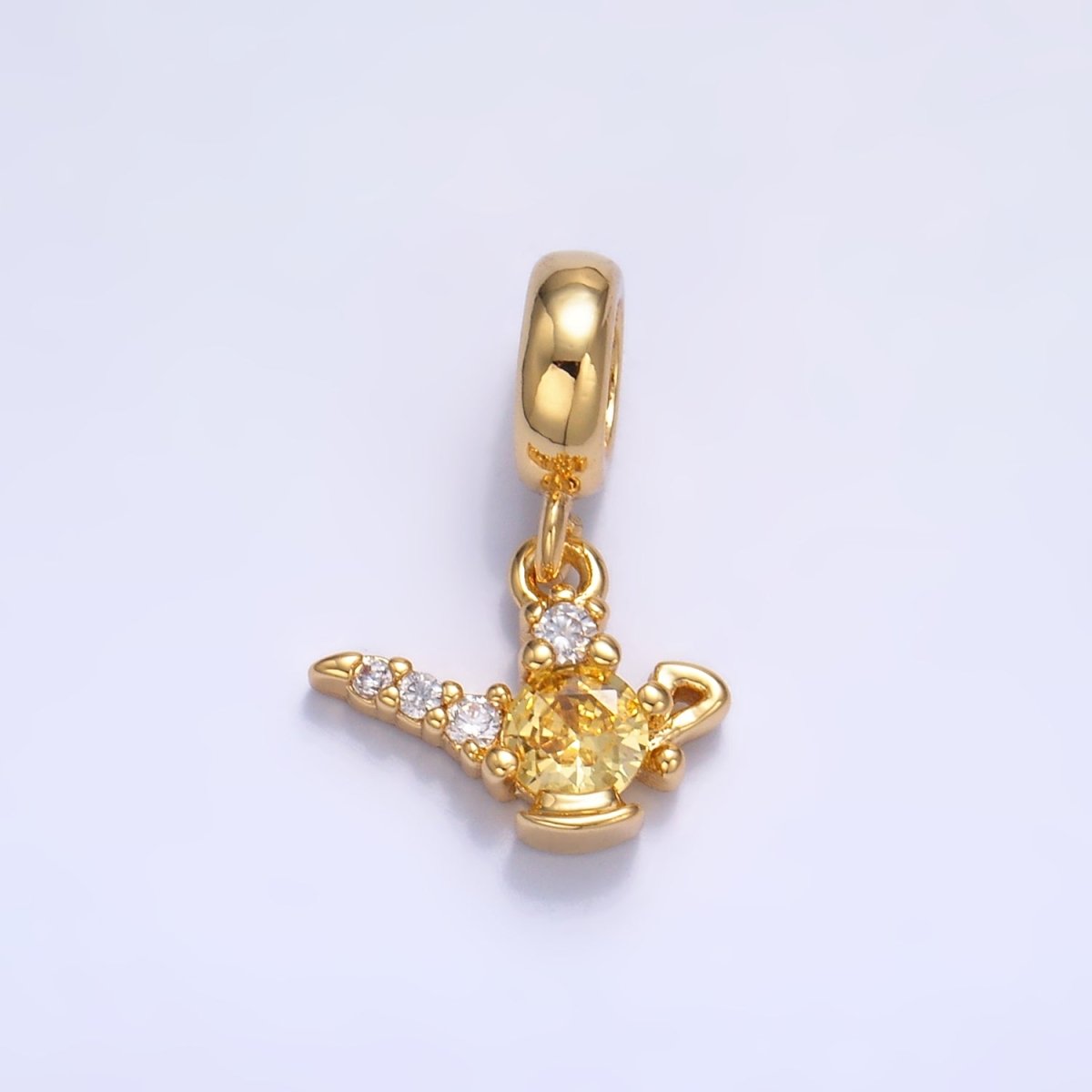 24K Gold Filled CZ Genie Bottle Lamp Rhondelle Drop Pendant | W408