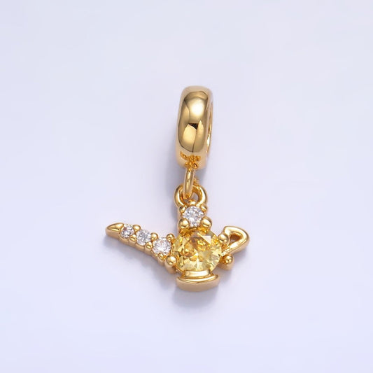 24K Gold Filled CZ Genie Bottle Lamp Rhondelle Drop Pendant | W408