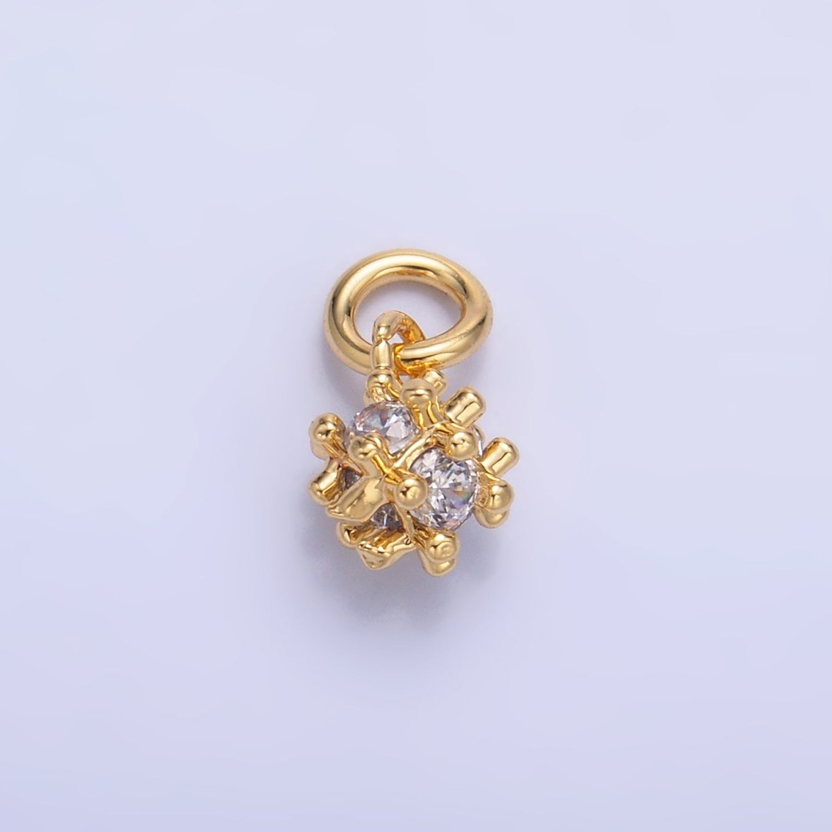 24K Gold Filled CZ Geometric Bar Square Mini Charm in Gold & Silver | W887