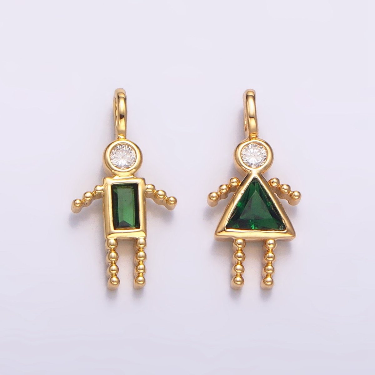 24K Gold Filled CZ Geometric Figure Boy Girl Set Charm | W068 - W073