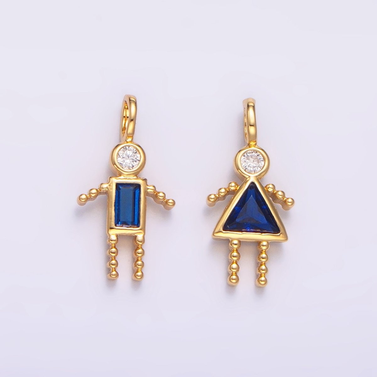 24K Gold Filled CZ Geometric Figure Boy Girl Set Charm | W068 - W073