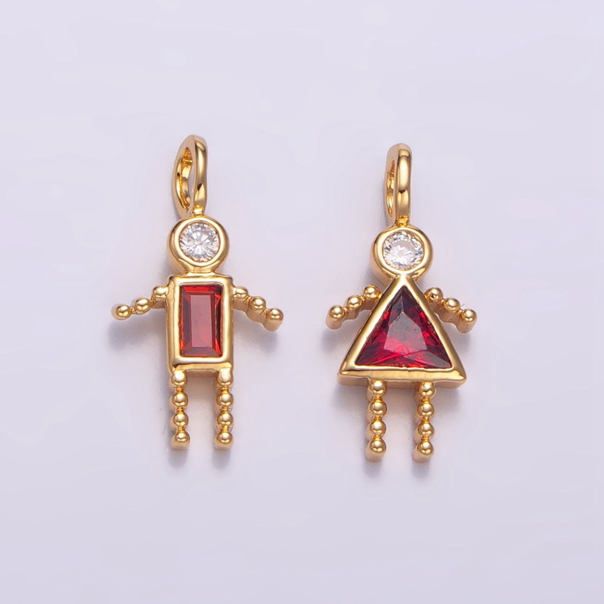 24K Gold Filled CZ Geometric Figure Boy Girl Set Charm | W068 - W073