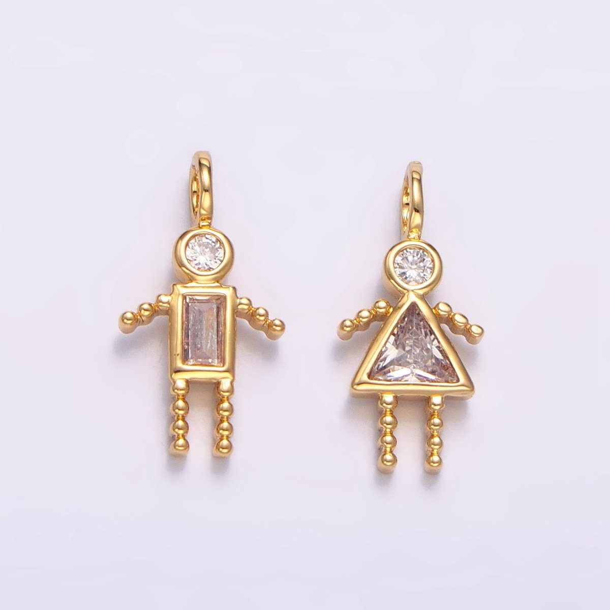 24K Gold Filled CZ Geometric Figure Boy Girl Set Charm | W068 - W073