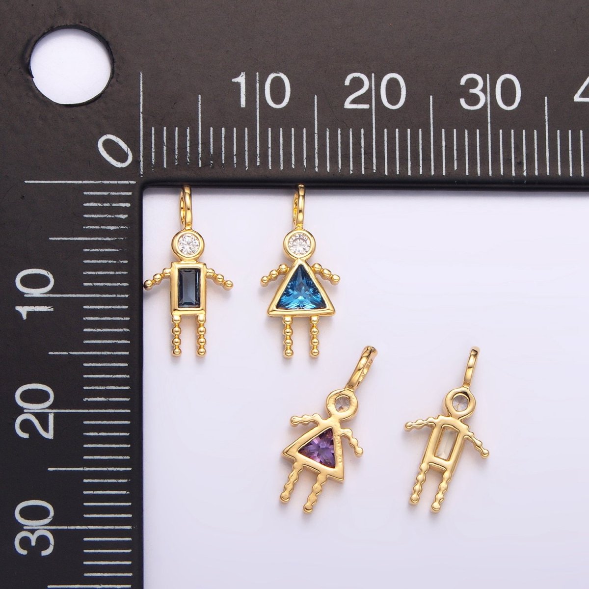 24K Gold Filled CZ Geometric Figure Boy Girl Set Charm | W068 - W073