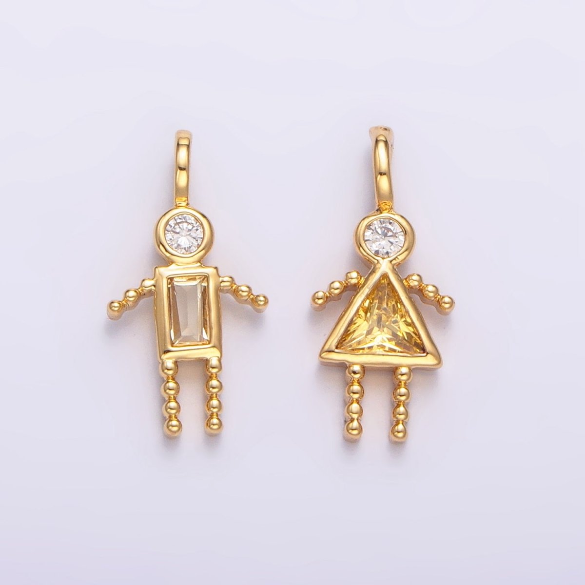 24K Gold Filled CZ Geometric Figure Boy Girl Set Charm | W068 - W073