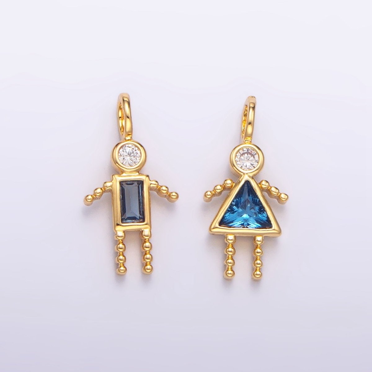 24K Gold Filled CZ Geometric Figure Boy Girl Set Charm | W068 - W073