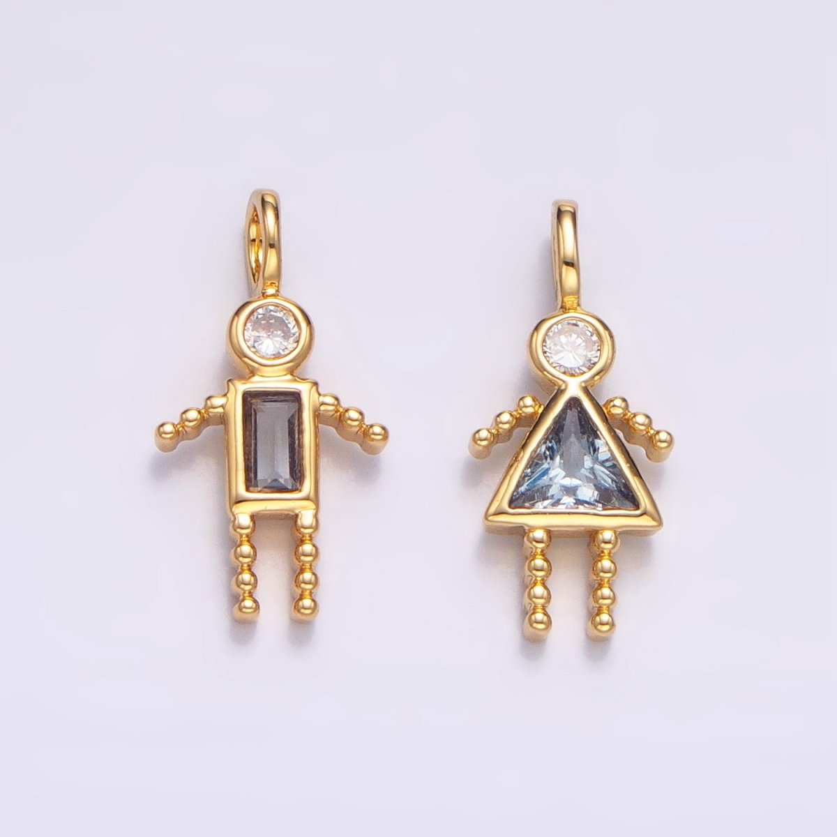 24K Gold Filled CZ Geometric Figure Boy Girl Set Charm | W068 - W073