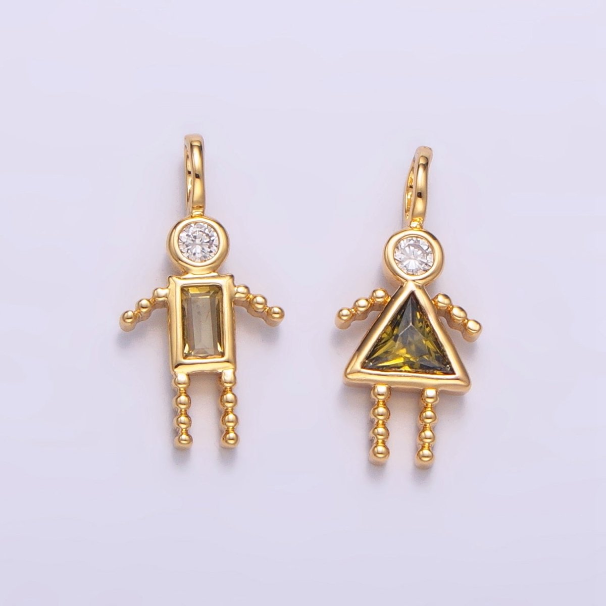 24K Gold Filled CZ Geometric Figure Boy Girl Set Charm | W068 - W073
