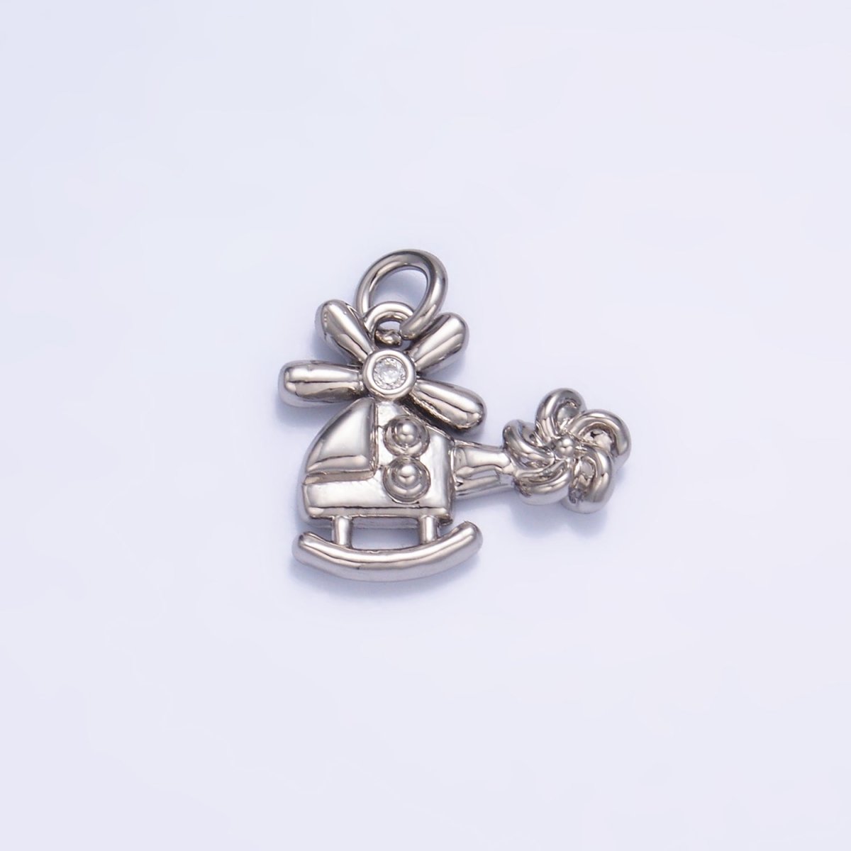 24K Gold Filled CZ Helicopter Travel Charm in Gold & Silver | W370