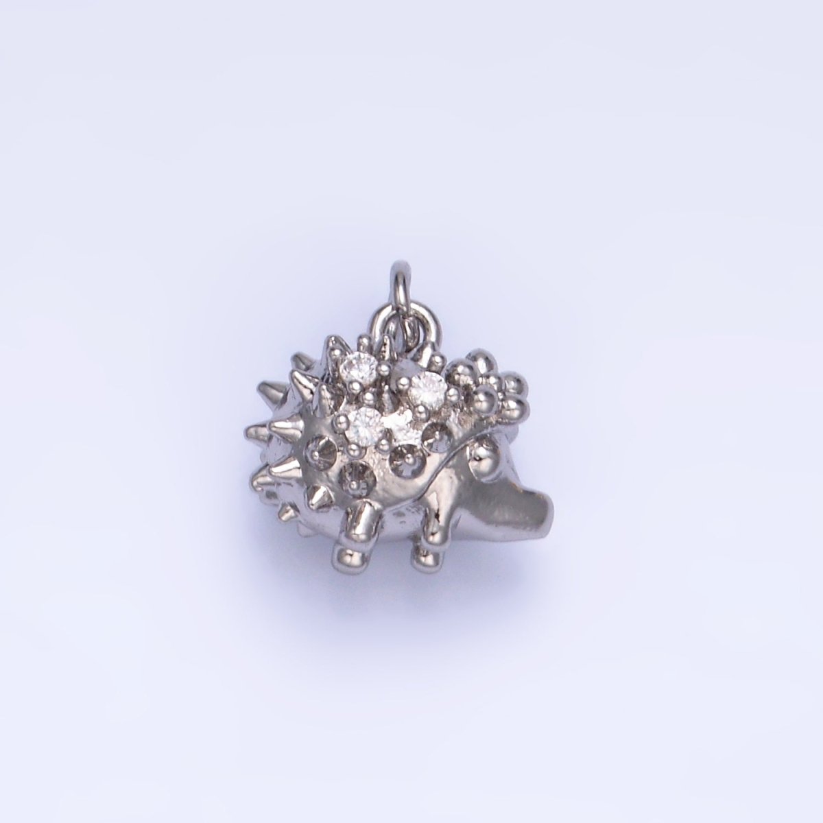 24K Gold Filled CZ Porcupine Hedgehog Animal 3D Multidimensional Charm in Gold & Silver | W380