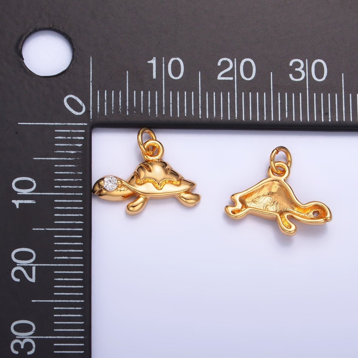 24K Gold Filled CZ Turtle Tortoise Animal Charm | W278