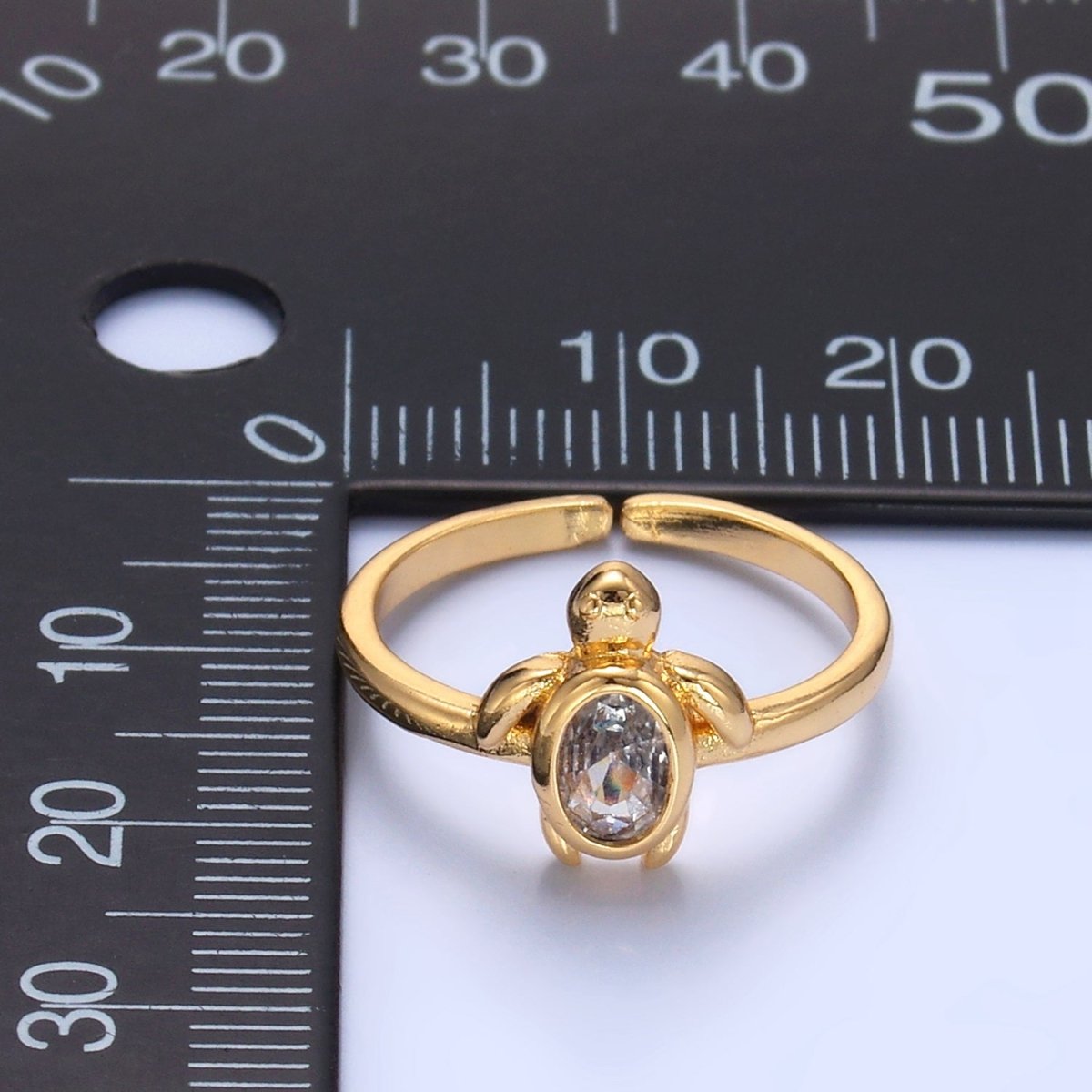 24K Gold Filled CZ Turtle Tortoise Animal Ring | U412